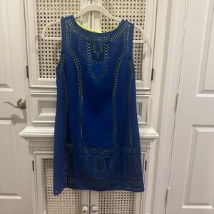 Blue Sleeveless Dress with Cutout Design